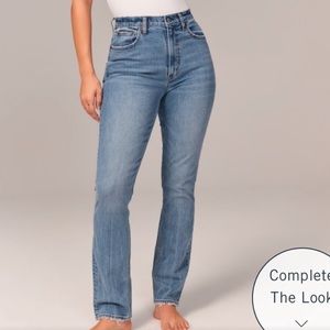 Abercrombie 90s slim straight leg ultra high rise light wash jean curve love